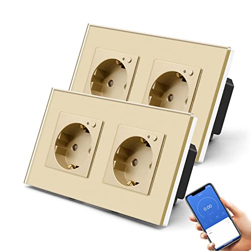 BSEED Schuko Wifi Doppelt Steckdose Unterputz mit Energieüberwachung, 2 Pack 16A Smart Alexa, APP-Steuerung Arbeit mit Alexa/Google Home Stromverbrauch messen, Zeitpläne, Timer, Nur 2.4 GHz Gold BSEED Schuko Wifi Doppelt Steckdose Unterputz mit Energieüberwachung, 2 Pack 16A Smart Alexa, APP-Steuerung Arbeit mit Alexa/Google Home Stromverbrauch messen, Zeitpläne, Timer, Nur 2.4 GHz Gold von BSEED