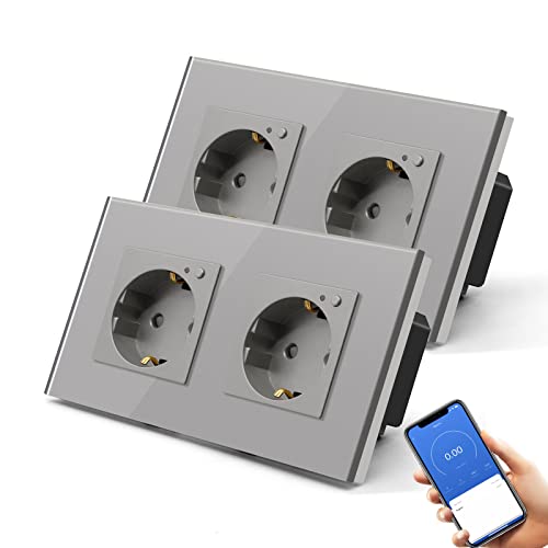 BSEED Schuko Wifi Doppelt Steckdose Unterputz mit Energieüberwachung, 2 Pack 16A Smart Alexa, APP-Steuerung Arbeit mit Alexa/Google Home Stromverbrauch messen, Zeitpläne, Timer, Nur 2.4 GHz Grau BSEED Schuko Wifi Doppelt Steckdose Unterputz mit Energieüberwachung, 2 Pack 16A Smart Alexa, APP-Steuerung Arbeit mit Alexa/Google Home Stromverbrauch messen, Zeitpläne, Timer, Nur 2.4 GHz Grau von BSEED