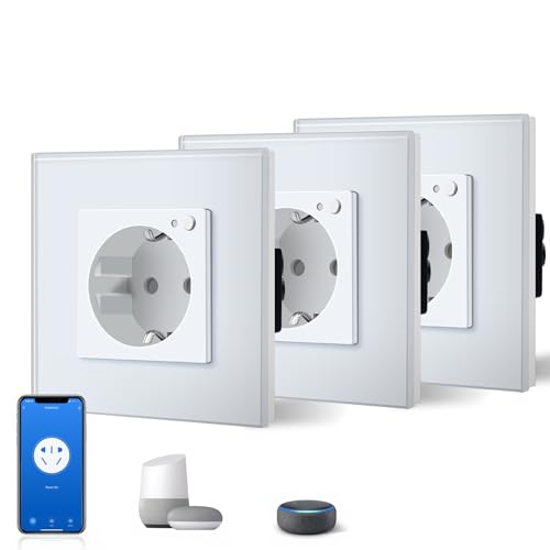 BSEED Schuko Wifi Steckdose 16A Smart Alexa Glassteckdose, 3 Pack 1 Weg Weiß 86mm Unterputz-Installation APP-Steuerung Arbeit mit Alexa/Google Home DIY Free Spin Nur 2.4 GHz BSEED Schuko Wifi Steckdose 16A Smart Alexa Glassteckdose, 3 Pack 1 Weg Weiß 86mm Unterputz-Installation APP-Steuerung Arbeit mit Alexa/Google Home DIY Free Spin Nur 2.4 GHz von BSEED