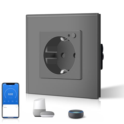 BSEED Schuko Wifi Steckdose Unterputz mit Energieüberwachung 16A Smart Alexa Glassteckdose, APP-Steuerung Arbeit mit Alexa/Google Home Stromverbrauch messen, Zeitpläne, Timer, Nur 2.4 GHz Grau BSEED Schuko Wifi Steckdose Unterputz mit Energieüberwachung 16A Smart Alexa Glassteckdose, APP-Steuerung Arbeit mit Alexa/Google Home Stromverbrauch messen, Zeitpläne, Timer, Nur 2.4 GHz Grau von BSEED