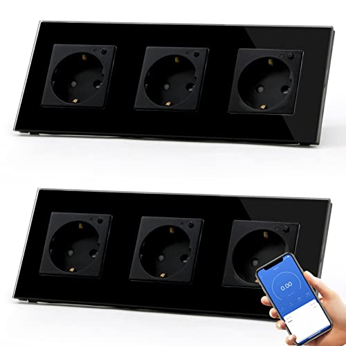 BSEED Schuko Wifi Verdreifach Steckdose Unterputz mit Energieüberwachung, 2 Pack 16A Smart Alexa, APP-Steuerung Arbeit mit Alexa/Google Home Stromverbrauch messen, Zeitpläne, Nur 2.4 GHz Schawarz BSEED Schuko Wifi Verdreifach Steckdose Unterputz mit Energieüberwachung, 2 Pack 16A Smart Alexa, APP-Steuerung Arbeit mit Alexa/Google Home Stromverbrauch messen, Zeitpläne, Nur 2.4 GHz Schawarz von BSEED
