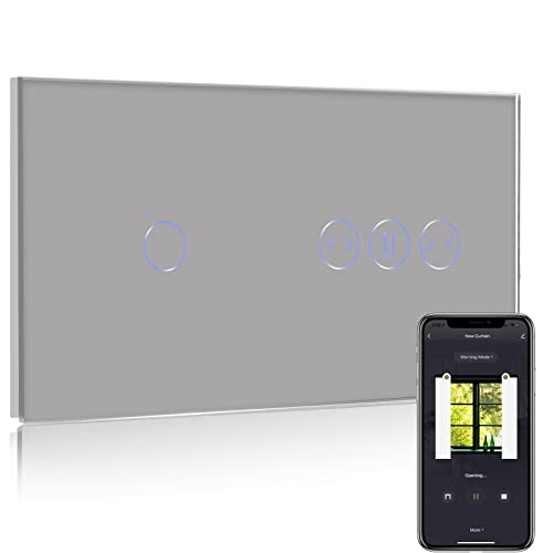 BSEED Smart Alexa Lichtschalter unterputz mit Vorhang Schalter,1 Fach 1 Weg Wlan Touch Schalter, Alexa Fernbedienung mit Smart Life/Tuya APP, Smart Vorhangschalter abeitet mit Alexa,Google Home,Grau BSEED Smart Alexa Lichtschalter unterputz mit Vorhang Schalter,1 Fach 1 Weg Wlan Touch Schalter, Alexa Fernbedienung mit Smart Life/Tuya APP, Smart Vorhangschalter abeitet mit Alexa,Google Home,Grau von BSEED