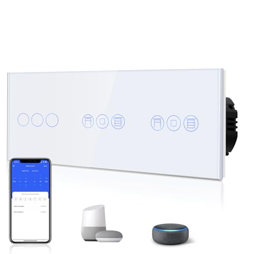 BSEED Smart Alexa Schalter mit Rolladenschalter,3 Fach Smart WiFi Touch Lichtschalter Fernbedienung mit Smart Life/Tuya APP,Doppelt Jalousieschalter Kompatibel mit Alexa und Google Home Weiß BSEED Smart Alexa Schalter mit Rolladenschalter,3 Fach Smart WiFi Touch Lichtschalter Fernbedienung mit Smart Life/Tuya APP,Doppelt Jalousieschalter Kompatibel mit Alexa und Google Home Weiß von BSEED