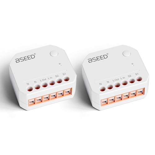 BSEED Smart Lichtschalter 1 Weg/2 Wege,WLAN Schalter Modul Kompatibel mit Alexa,Google Home,Mini DIY Smart Relais Schalter,Passt hinter Wandschalter,Neutralleiter Erforderlich-2 Stück BSEED Smart Lichtschalter 1 Weg/2 Wege,WLAN Schalter Modul Kompatibel mit Alexa,Google Home,Mini DIY Smart Relais Schalter,Passt hinter Wandschalter,Neutralleiter Erforderlich-2 Stück von BSEED