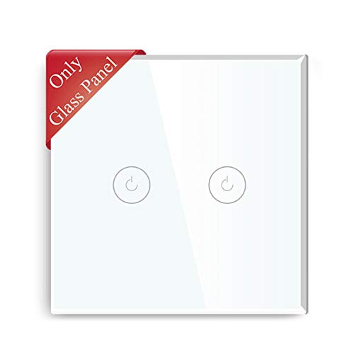 BSEED Smart Lichtschalter Berührungsschalter Kristall Glasscheibe Glaspanel Glasplatte für Wifi Wandlichtschalter 2 Fach Weiß 86mm von BSEED