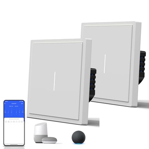 BSEED Smart Lichtschalter Matt, Wlan Schalter mit Kontrollleuchte, Wechselschalter Unterputz, S-Serie, 1 Fach 1 Weg, 86mm Weiß 2 Pack BSEED Smart Lichtschalter Matt, Wlan Schalter mit Kontrollleuchte, Wechselschalter Unterputz, S-Serie, 1 Fach 1 Weg, 86mm Weiß 2 Pack von BSEED