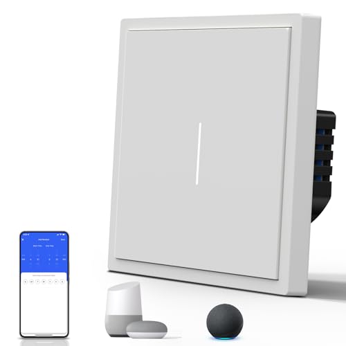 BSEED Smart Lichtschalter Matt, Wlan Schalter mit Kontrollleuchte, Wechselschalter Unterputz, S-Serie, 1 Fach 1 Weg, 86mm Weiß von BSEED