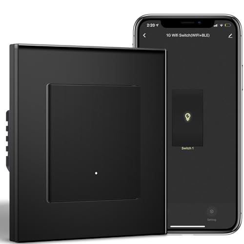 BSEED Smart Lichtschalter Unterputz mit Glasfläche 1 Fach 1 Weg, WiFi Taste Schalter kompatibel mit Alexa/Google Home, Intelligente Wandschalter arbeitet mit Smart Life/Tuya App, Schwarz BSEED Smart Lichtschalter Unterputz mit Glasfläche 1 Fach 1 Weg, WiFi Taste Schalter kompatibel mit Alexa/Google Home, Intelligente Wandschalter arbeitet mit Smart Life/Tuya App, Schwarz von BSEED