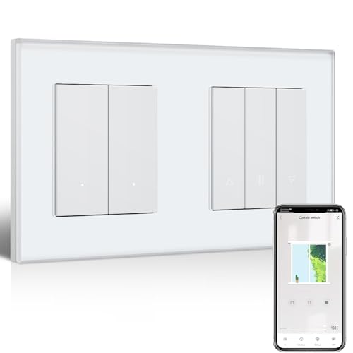 BSEED Smart Lichtschalter mit WLAN Rollladenschalter,Smart Jalousien Schalter benötigt Nullleiter,WiFi Rolladen Zeitschaltuhr,kompatibel mit Alexa/Google Home,2 Fach 1Weg Alexa Schalter Weiß BSEED Smart Lichtschalter mit WLAN Rollladenschalter,Smart Jalousien Schalter benötigt Nullleiter,WiFi Rolladen Zeitschaltuhr,kompatibel mit Alexa/Google Home,2 Fach 1Weg Alexa Schalter Weiß von BSEED