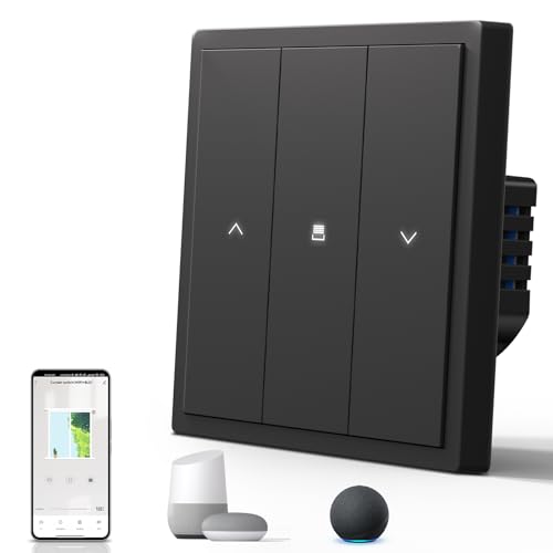 BSEED Smart Rollladenschalter Matt, Wlan Schalter mit Kontrollleuchte, Wechselschalter Unterputz, S-Serie, 86mm Schwarz von BSEED