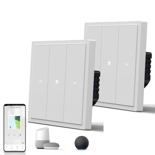 BSEED Smart Rollladenschalter Matt, Wlan Schalter mit Kontrollleuchte, Wechselschalter Unterputz, S-Serie, 86mm Weiß 2 Pack von BSEED