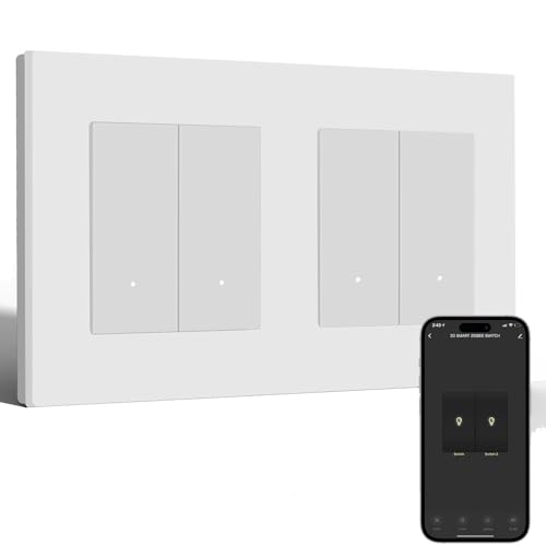 BSEED Smart WIFI Lichtschalter Unterputz, 2 Fach 1 Weg + 2 Fach 1 Weg, Wlan Wandschalter mit PC Rahmen, Intelligente Taster Schalter kompatibel mit Alexa/Google Home/Tuya/Smart Life, Weiß BSEED Smart WIFI Lichtschalter Unterputz, 2 Fach 1 Weg + 2 Fach 1 Weg, Wlan Wandschalter mit PC Rahmen, Intelligente Taster Schalter kompatibel mit Alexa/Google Home/Tuya/Smart Life, Weiß von BSEED
