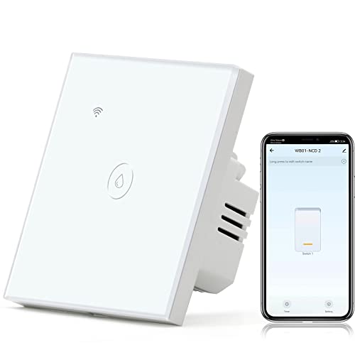 BSEED Smart WLAN Heißwasserbereiter Schalter, Glass Panel Wifi Wasserkocher Schalter, Kompatibel mit Google Home Alexa, Tuya Smart Life, Timer, Fernbedienung, Neutralleiter erforderlich Weiß von BSEED