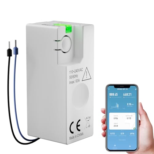 BSEED Smart WLAN Stromzähler, 1-Phasen Mini Energiezähler mit Stromverbrauchsmessung, Unterstützen Sie Smart Life und Tuya, DatenSpeicherung, Solarüberwachung, 63A, 1 Stück BSEED Smart WLAN Stromzähler, 1-Phasen Mini Energiezähler mit Stromverbrauchsmessung, Unterstützen Sie Smart Life und Tuya, DatenSpeicherung, Solarüberwachung, 63A, 1 Stück von BSEED