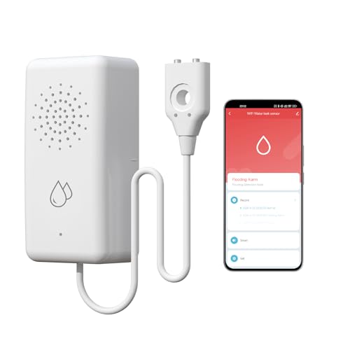 BSEED Smart Wassermelder kein Hub erforderlich, WLAN Wassersensor mit Fernalarmierung, IP65, Smart Life/ Tuya App-Steuerung, Wasseralarm für Küchen, Keller und Badezimmer, 1 Stück von BSEED
