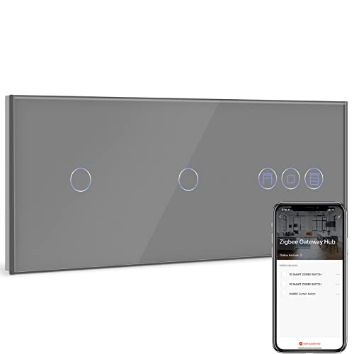 BSEED Smart ZigBee Lichtschalter mit Rolladenschalter, Doppel 1 Fach Smart Home ZigBee Schalter mit Zigbee Rolladensteuerung arbeitet mit Smart Life/Tuya, Alexa und Google Home Grau (Hub erforderlich) BSEED Smart ZigBee Lichtschalter mit Rolladenschalter, Doppel 1 Fach Smart Home ZigBee Schalter mit Zigbee Rolladensteuerung arbeitet mit Smart Life/Tuya, Alexa und Google Home Grau (Hub erforderlich) von BSEED