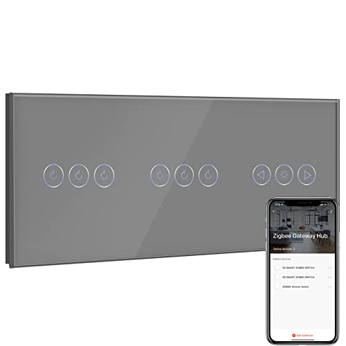 BSEED Smart ZigBee Single Live Doppel Lichtschalter 3 Fach mit ZigBee Dimmer Schalter, ZigBee Schalter, Wandschalter Lichtschalter Unterputz Glas arbeitet Smart Life/Tuya, Alexa Grau(Hub erforderlich) BSEED Smart ZigBee Single Live Doppel Lichtschalter 3 Fach mit ZigBee Dimmer Schalter, ZigBee Schalter, Wandschalter Lichtschalter Unterputz Glas arbeitet Smart Life/Tuya, Alexa Grau(Hub erforderlich) von BSEED