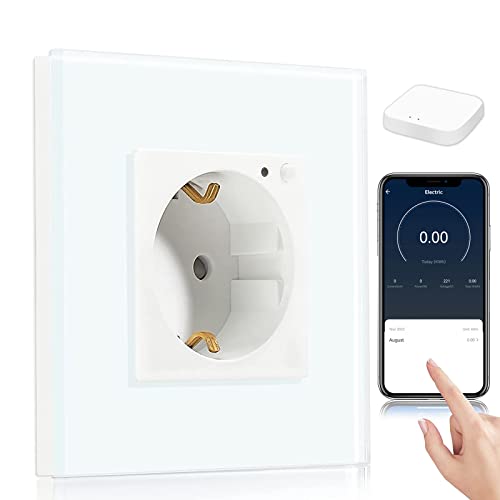 BSEED Smart ZigBee Steckdose, Energiekostenmesser, Alexa ZigBee Steckdose mit Verbrauchsmessung, 1 Fach Wandsteckdose arbeitet mit Amazon Alexa und Google Home Weiß (Tuya ZigBee Hub erforderlich) von BSEED