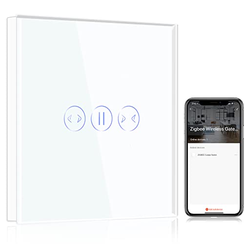 BSEED Smart ZigBee Vorhang Schalter, Kompatibel mit Smart Life/Tuya APP, arbeitet mit Alexa und Google Home, intelligenter Vorhang Schalter mit Touch Panel Weiß (Hub erforderlich) von BSEED