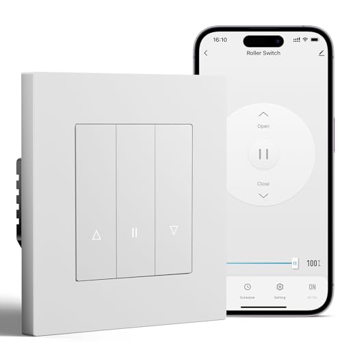 BSEED Smart Zigbee Rolladenschalter, Smart Jalousie Schalter Unterputz Kompatibel mit Alexa/Google Home/Tuya, Rolladen Zeitschaltuhr mit PC Rahmen, Benötigt Nullleiter & Zigbee-Gateway, Weiß von BSEED