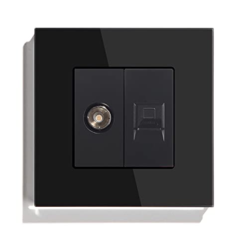BSEED TV + PC Crystal Frame TV Antenne Koaxial und RJ45 Cat5E Ethernet Wandsteckdose Schraubenlose Steckdosen Schwarz BSEED TV + PC Crystal Frame TV Antenne Koaxial und RJ45 Cat5E Ethernet Wandsteckdose Schraubenlose Steckdosen Schwarz von BSEED