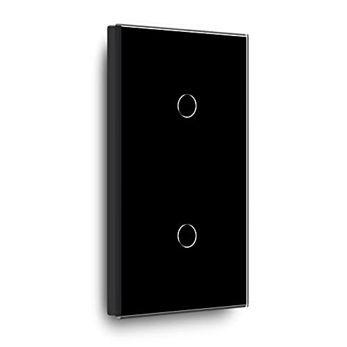 BSEED Touch Lichtschalter 1 Fach 1 Weg mit 1 Fach 2 Wege Glas Lichtschalter Schwarz Led Touch Schalter Touchscreen Kompatibel mit LED Lampe 157mm EU Standard von BSEED