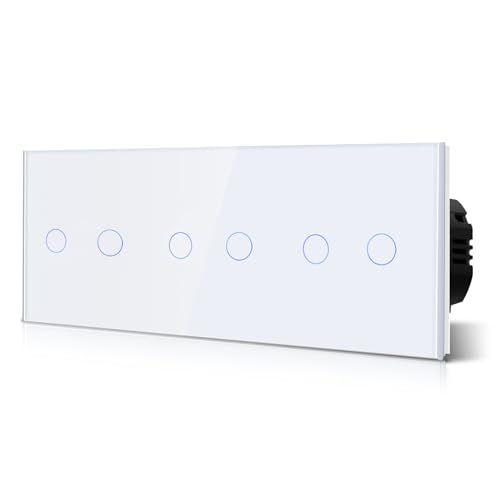 BSEED Touch Lichtschalter 2 Fach 2 Wege Drei Normaler Berührungsschalter Kein Neutralleiter Glasscheibe 228mm Wandleuchtenschalter Weiß BSEED Touch Lichtschalter 2 Fach 2 Wege Drei Normaler Berührungsschalter Kein Neutralleiter Glasscheibe 228mm Wandleuchtenschalter Weiß von BSEED