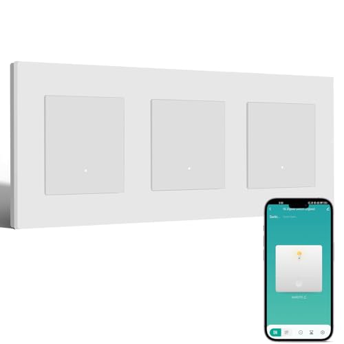 BSEED Tripel Smart Zigbee Schalter mit Steckklemme,Smart Lichtschalter Funktioniert mit Alexa & Google Home,Timing-Funktion, PC Rahmen,Zigbee Hub & Neutralleiter Erforderlich,1 Fach 1 Weg,Weiß von BSEED