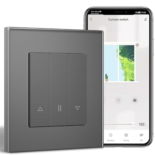 BSEED WLAN Rollladenschalter Grau,Smart Jalousien Schalter benötigt Nullleiter,WiFi Rolladen Zeitschaltuhr Prozentuale Steuerung,kompatibel mit Alexa/Google Home,WiFi Rolladenschalter Unterputz BSEED WLAN Rollladenschalter Grau,Smart Jalousien Schalter benötigt Nullleiter,WiFi Rolladen Zeitschaltuhr Prozentuale Steuerung,kompatibel mit Alexa/Google Home,WiFi Rolladenschalter Unterputz von BSEED