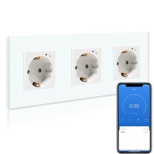 BSEED WLAN Smart Steckdose 16A mit Strommessung,3 Fach Intelligente Steckdose mit Verbrauchsmessung und Energiekosten-Messer,arbeitet mit Amazon Alexa,Google Home, Timerfunktion Weiß von BSEED