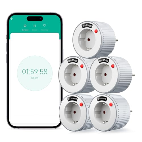 BSEED WLAN Steckdose, Smart Digitale Zeitschaltuhr Steckdose, Funktioniert mit Tuya/Smart Life, Countdown-Funktion, Zeitplan, Fernzugriff, 16A/3680W - 5 Stück BSEED WLAN Steckdose, Smart Digitale Zeitschaltuhr Steckdose, Funktioniert mit Tuya/Smart Life, Countdown-Funktion, Zeitplan, Fernzugriff, 16A/3680W - 5 Stück von BSEED