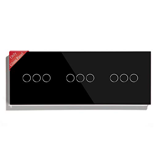 BSEED Wandleuchte Schalter Touch Glascheibe Nur Triple 3 Fach Schwarz 228mm * 86mm von BSEED
