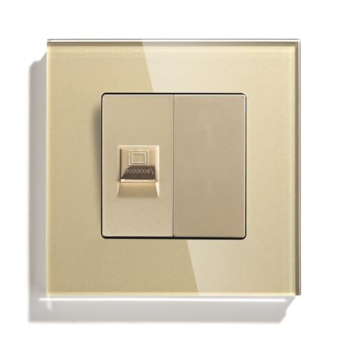 BSEED Wandsteckdose EU Standard 1/2 PC RJ45-Cat5-Ethernet-Buchse, Netzwerkdose, LAN Dose Unterputz mit 1/2 Blank Steckdose Kristallglasplatte Gold 86mm BSEED Wandsteckdose EU Standard 1/2 PC RJ45-Cat5-Ethernet-Buchse, Netzwerkdose, LAN Dose Unterputz mit 1/2 Blank Steckdose Kristallglasplatte Gold 86mm von BSEED