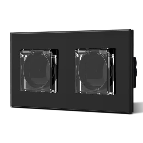 BSEED Wechselstromsteckdose mit wasserdichter Abdeckung Einzelsteckdosen nach EU-Standard 157mm*86mm Schwarz von BSEED