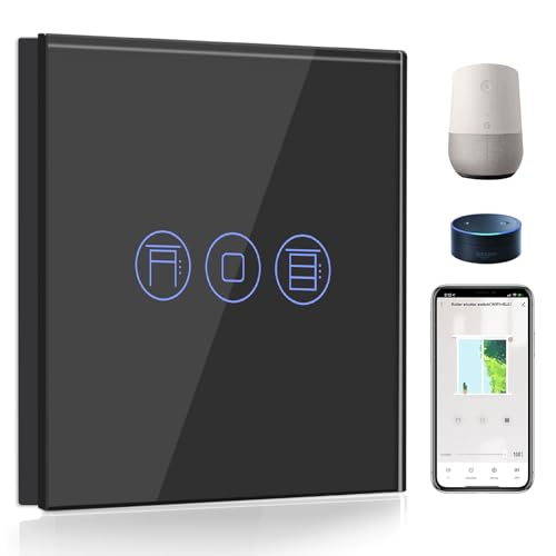 BSEED WiFi Smart Rolladenschalter, Fernbedienung und Timer-Funktion mit Smart Life/Tuya APP, arbeitet mit Alexa Echo und Google Home, WiFi Jalousieschalter mit Touch Panel Schwarz von BSEED