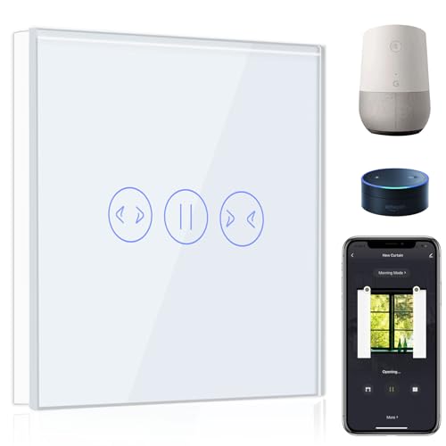 BSEED WiFi Smart Vorhang Schalter,Fernbedienung mit Smart Life/Tuya APP,Kompatibel mit Alexa Echo und Google Home,WIFI Touch Schalter Vorhangschalter Weiß (Neutraldraht Erforderlich)-86mm von BSEED