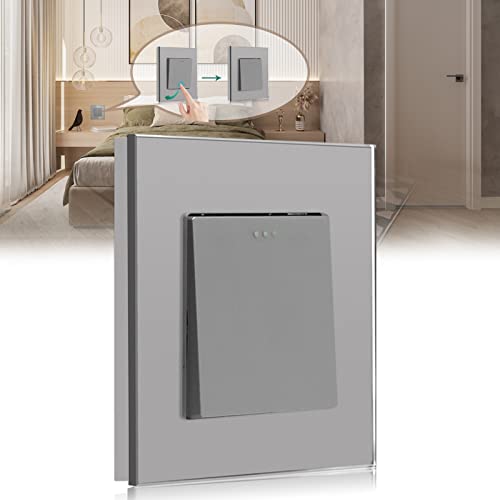 BSEED Rückstellschalter Lichtschalter 1 Fach 1 Weg Glas Rückstellschalter Unterputz Taste Schalter Wandschalter Grau (Nach Drücken in ursprüngliche Position zurückspringen) von BSEED