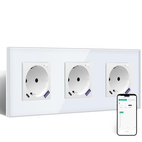 BSEED Wlan Schuko Steckdose mit USB C 20W Schnellladegerät,Smart Steckdose Unterputz mit Strommessung,Arbeit mit Alexa/Google Home,Stromzähler für Doppelsteckdose mit Smart Life App,2 Fach 157mm Gold BSEED Wlan Schuko Steckdose mit USB C 20W Schnellladegerät,Smart Steckdose Unterputz mit Strommessung,Arbeit mit Alexa/Google Home,Stromzähler für Doppelsteckdose mit Smart Life App,2 Fach 157mm Gold von BSEED