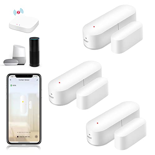 BSEED ZigBee 3er Pack Türfenstersensor Anti Diebstahl Alarm Sensor für Türen Fenster Schränke und Wohnungen kompatibel mit Tuya Alexa Google APP (Zigbee Hub Erforderlich) ohne Batterien von BSEED