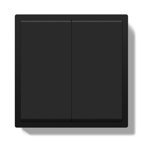 BSEED Lichtschalter Unterputz, Modern Wandschalter mit PC Rahmen, Lichtschalter mit Kabelklemmen und Krallen, 2 Fach 1 Weg, Schwarz 80x80cm von BSEED
