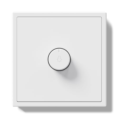 BSEED LIFE Dimmer Schalter mit PC Rahmen, 80 * 80mm Drehschalter 500W Unterputz Drehdimmer Wandschalter LED-Dimmschalter für Dimmbare Glühlampen und LED-Lampen，Weiß von BSEEDLIFE