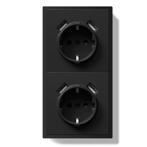 BSEEDLIFE Schuko Steckdose mit USB Unterputz EU-Standard Doppelsteckdose Wandsteckdose 16Amp mit PC Rahmen, 80 * 150mm inzelsteckdose mit Krallen, Einfache Installation, 2 Fach Schwarz BSEEDLIFE Schuko Steckdose mit USB Unterputz EU-Standard Doppelsteckdose Wandsteckdose 16Amp mit PC Rahmen, 80 * 150mm inzelsteckdose mit Krallen, Einfache Installation, 2 Fach Schwarz von BSEEDLIFE