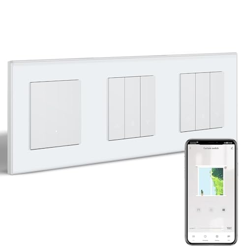 BSEEDLIFE Smart WIFI Lichtschalter mit WLAN Rollladenschalter, 1 Fach Wandschalter*1+Rolladen Zeitschaltuhr*2, Kompatibel mit Alexa/Google Home, Smart Jalousien Schalter Benötigt Nullleiter, Weiß von BSEEDLIFE