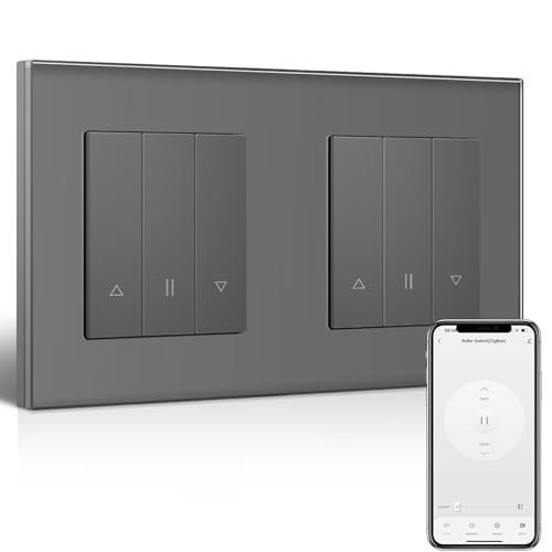BSEEDLIFE Smart Zigbee Doppel Rolladenschalter Grau, Rolladen Zeitschaltuhr, Intelligente Rolladenschalter Unterputz Kompatibel mit Alexa/Google Home, Smart Jalousien Schalter Benötigt Nullleiter von BSEEDLIFE