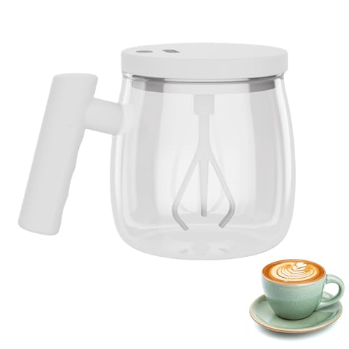 BSEID Hochgeschwindigkeits-Elektro-Mischbecher, automatischer Mixbecher, 400 ml selbstrührender Glas-Kaffeetasse | Tragbarer USB-Mixbecher mit 800 mAh mit Deckel und Griff, von BSEID