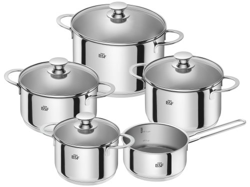 BSF 74000-000-0 Bordeaux Kochgeschirrset, Induktionsgeeignet, 5-teilig, Silber von BSF