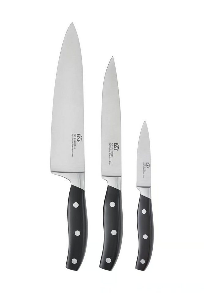 BSF Messer-Set BSF Daytona Messerset,Kochmesser Küchenmesser 3-tlg Schwarz (3-tlg) von BSF