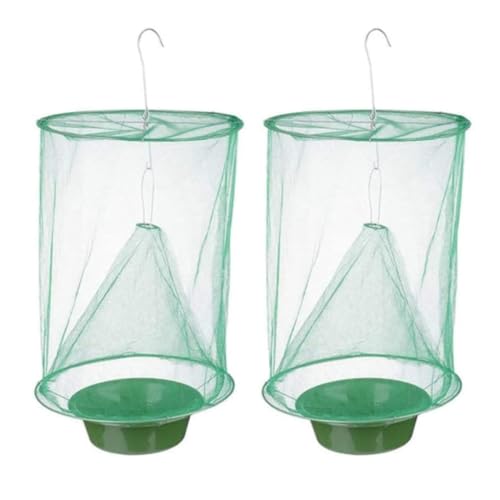 2pcs Hanging Ranch Fly Trap Cage, Outdoor Fly Catcher Net für Garden Farm Yard, Insektenfalle für Fliegen Bees Mücken, wiederverwendbarer Köderfänger 2pcs Hanging Ranch Fly Trap Cage, Outdoor Fly Catcher Net für Garden Farm Yard, Insektenfalle für Fliegen Bees Mücken, wiederverwendbarer Köderfänger von BSFDORPOT