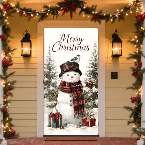 Frohe Weihnachten Türbanner Winter Neujahr Große Türabdeckung Urlaub Hintergrund Banner Weihnachten Party Supplies 70,9 x 35,4 Zoll (Typ 1) von BSFHH