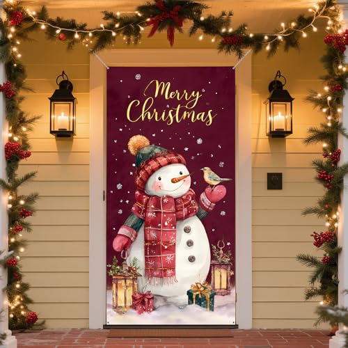 Frohe Weihnachten Türbanner Winter Neujahr Große Türabdeckung Urlaub Hintergrund Banner Weihnachten Party Supplies 70,9 x 35,4 Zoll (Typ 2) von BSFHH